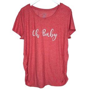 Time & Tru Peach Short Sleeve “Oh Baby” Tee Size XL